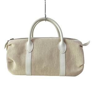 Hermès Polotion Mademoiselle Handbag Beige White Toile H Leather